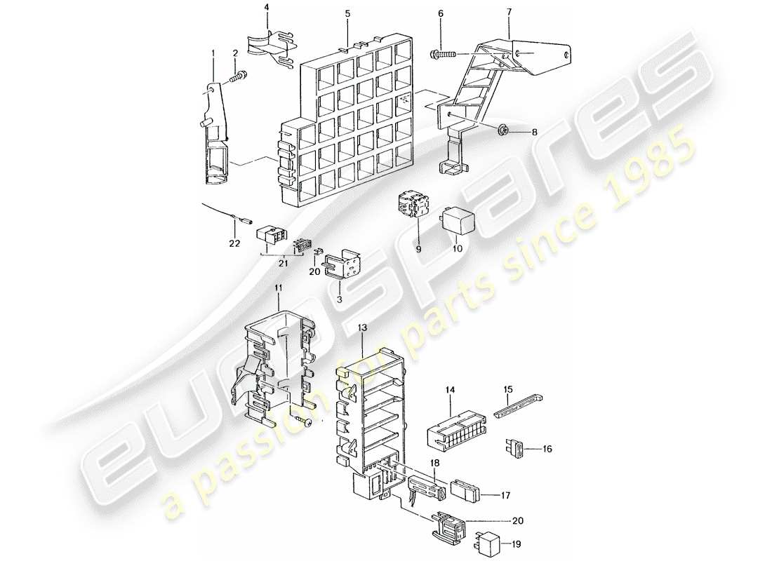 porsche boxster 986 (2003) fuse box/relay plate - dashboard part diagram