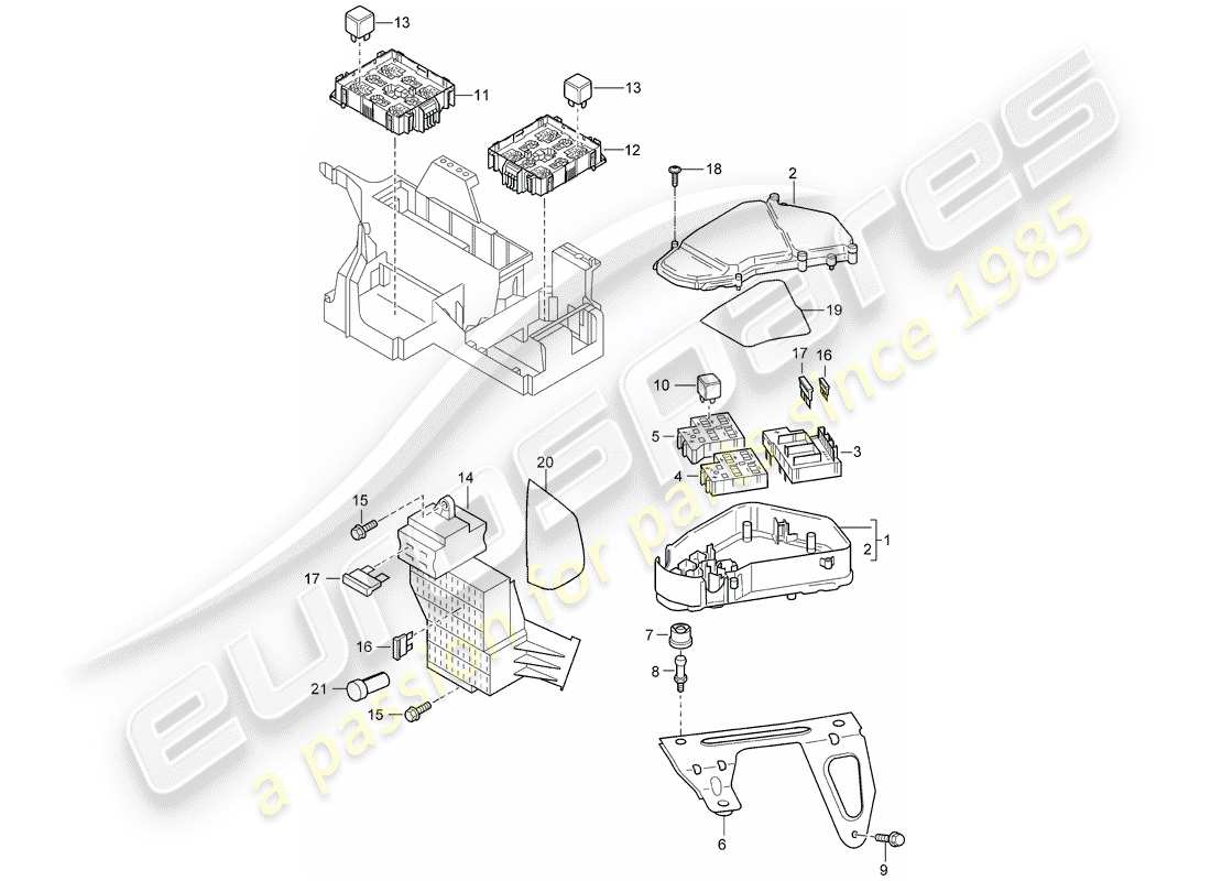 porsche cayenne (2009) fuse box/relay plate part diagram