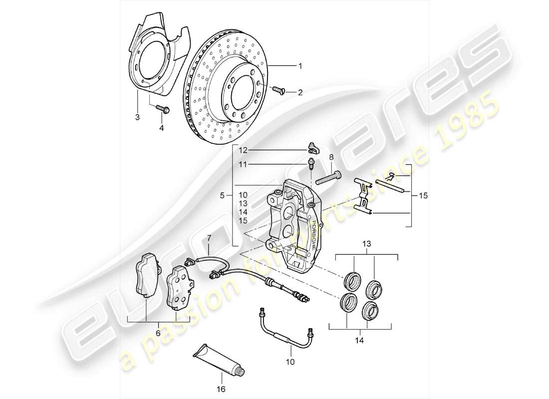 porsche cayman 987 (2011) disc brakes part diagram