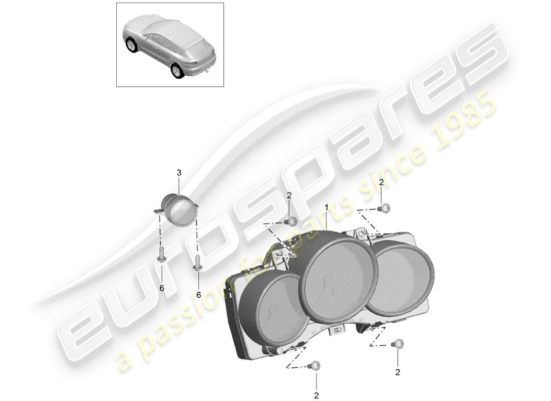 porsche macan (2014) instrument cluster part diagram