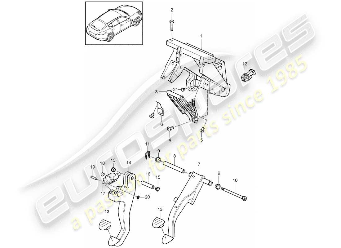 porsche panamera 970 (2010) pedals part diagram