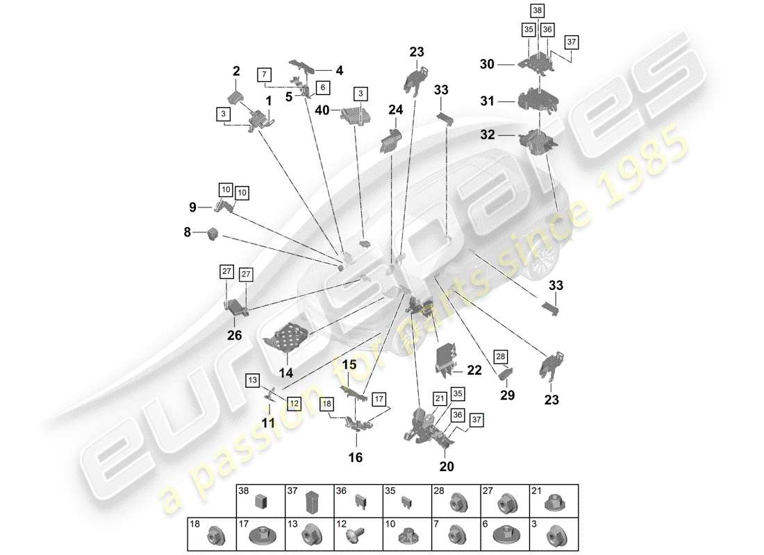 porsche cayenne e3 (2019) fuse box/relay plate part diagram