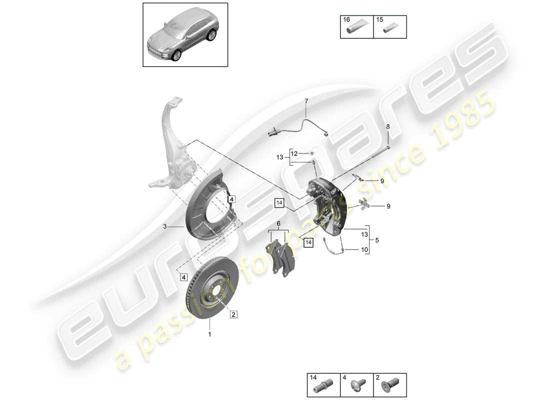 porsche macan (2019) disc brakes part diagram