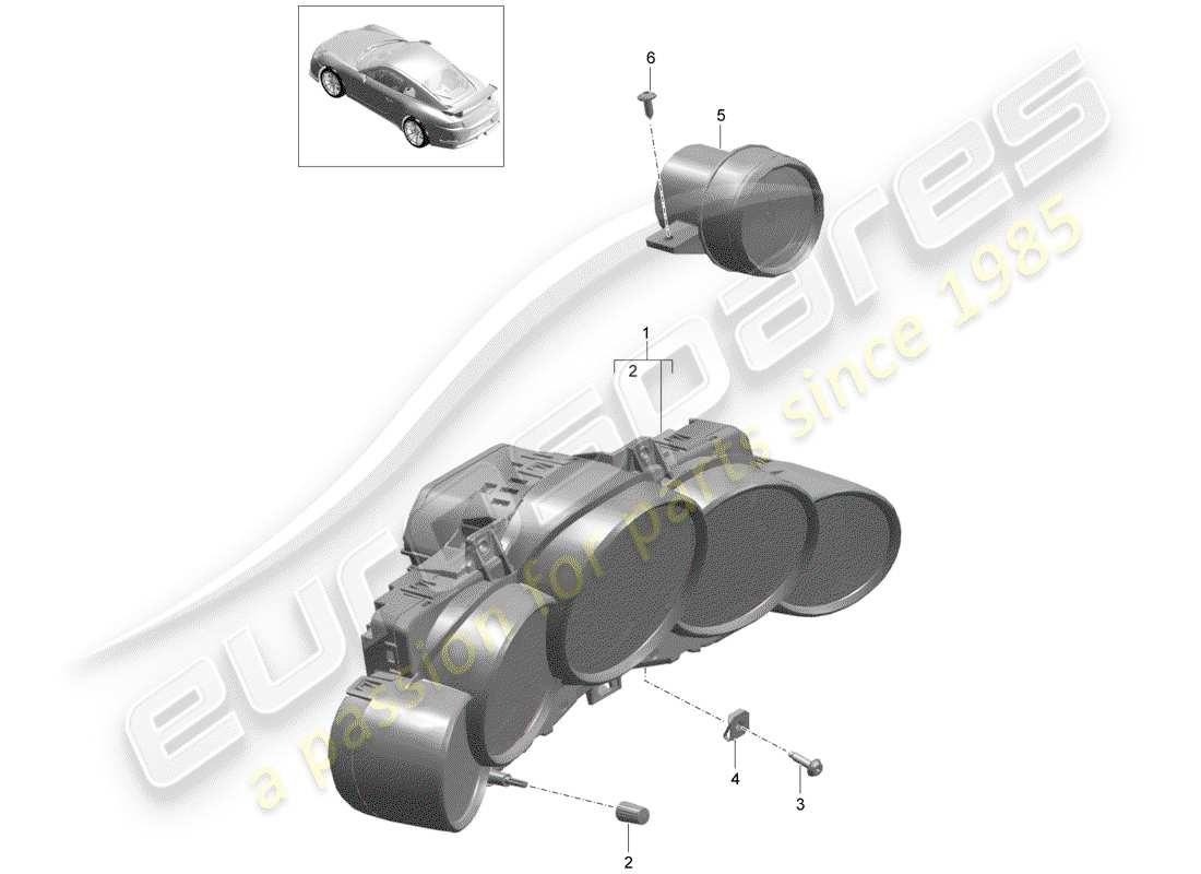 porsche 991r/gt3/rs (2020) instrument cluster part diagram