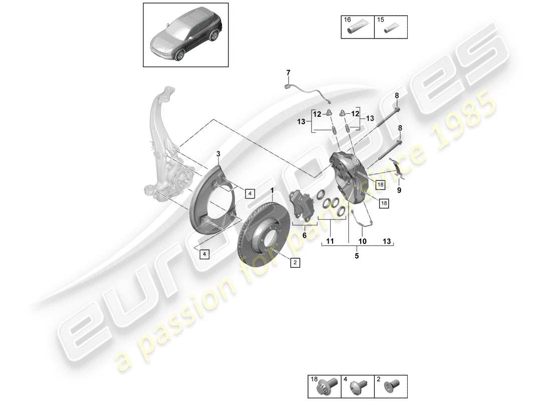 porsche cayenne e3 (2019) disc brakes part diagram