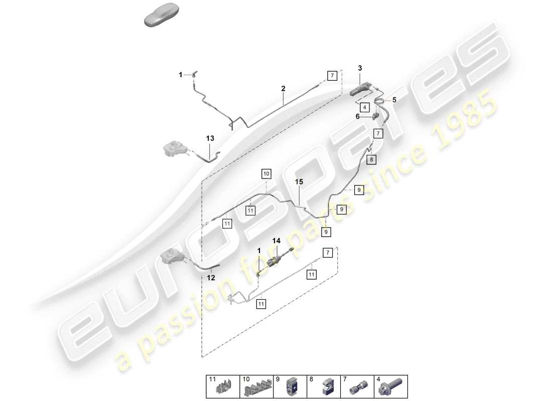 porsche boxster spyder (2019) hydraulic clutch part diagram