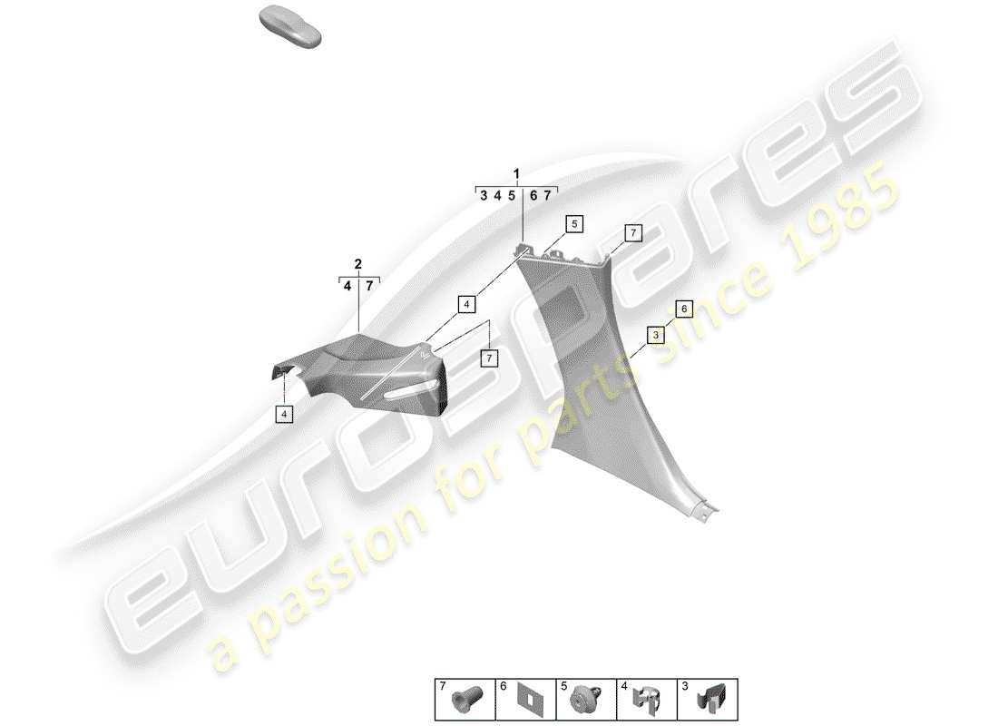 porsche boxster spyder (2019) trims part diagram