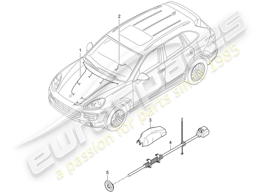 porsche cayenne e2 (2018) wiring harnesses part diagram