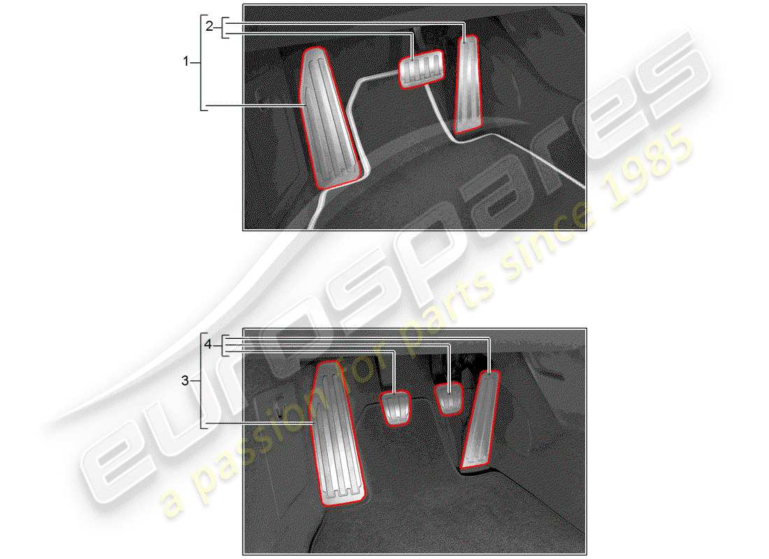 porsche tequipment 98x/99x (2020) pedal cap part diagram