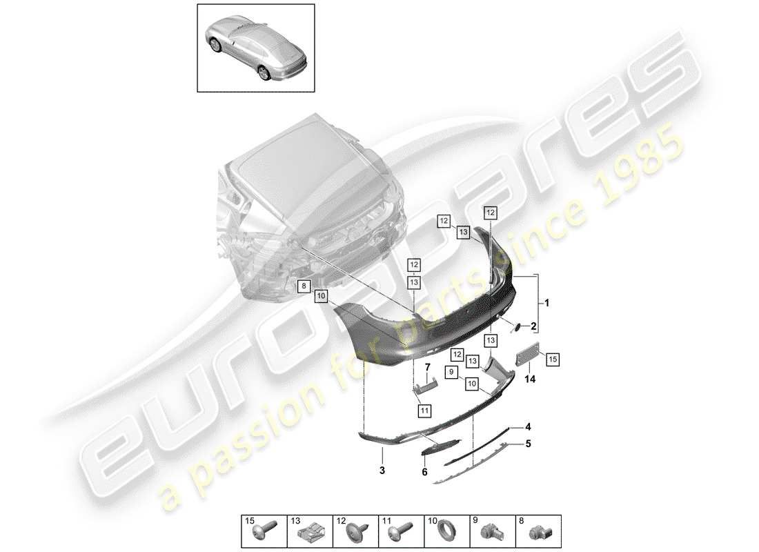 porsche panamera 971 (2017) bumper part diagram