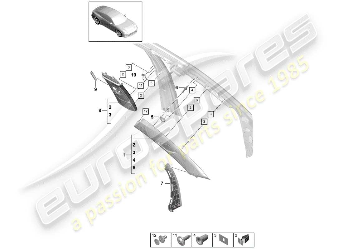 porsche panamera 971 (2017) lining part diagram