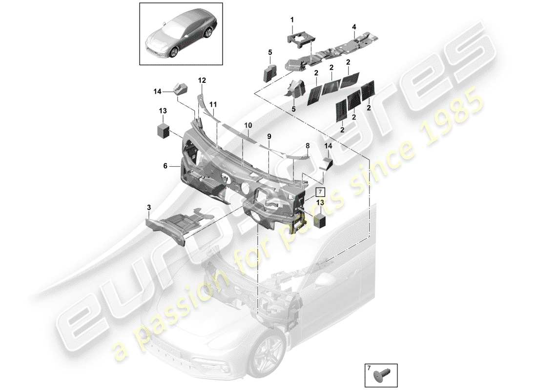 porsche panamera 971 (2017) sound absorber part diagram