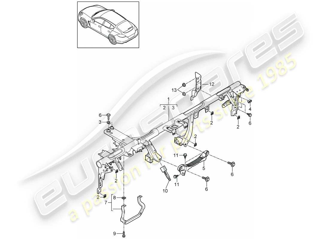 porsche panamera 970 (2010) retaining frame part diagram