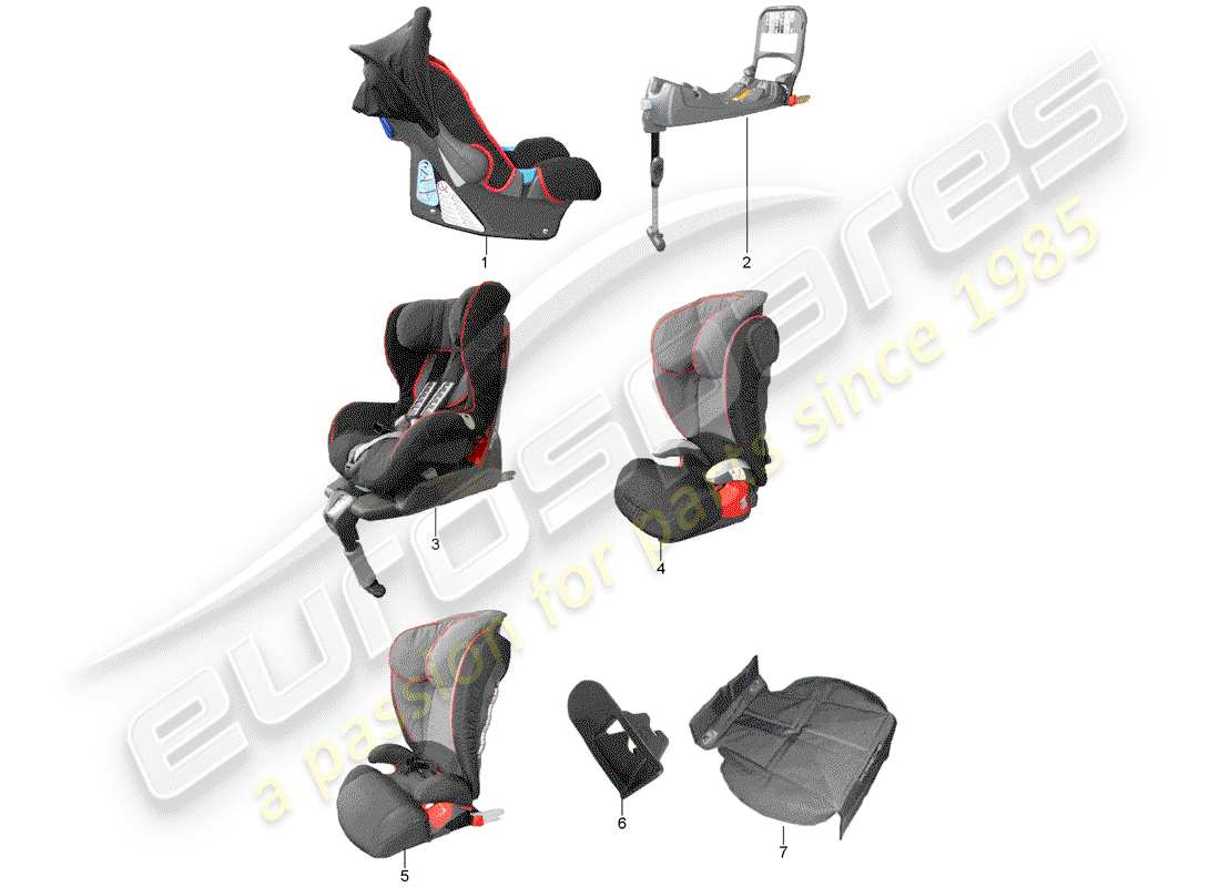 porsche tequipment macan (2019) child seat part diagram