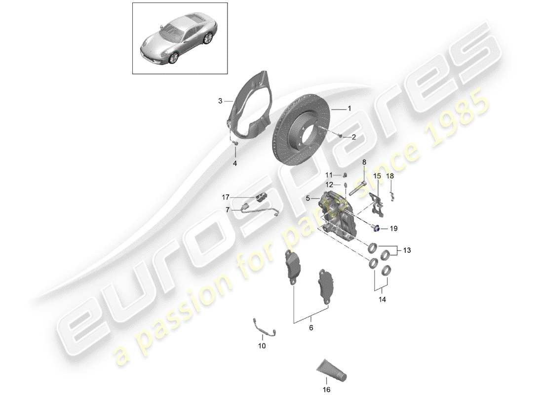 porsche 991 (2013) disc brakes part diagram