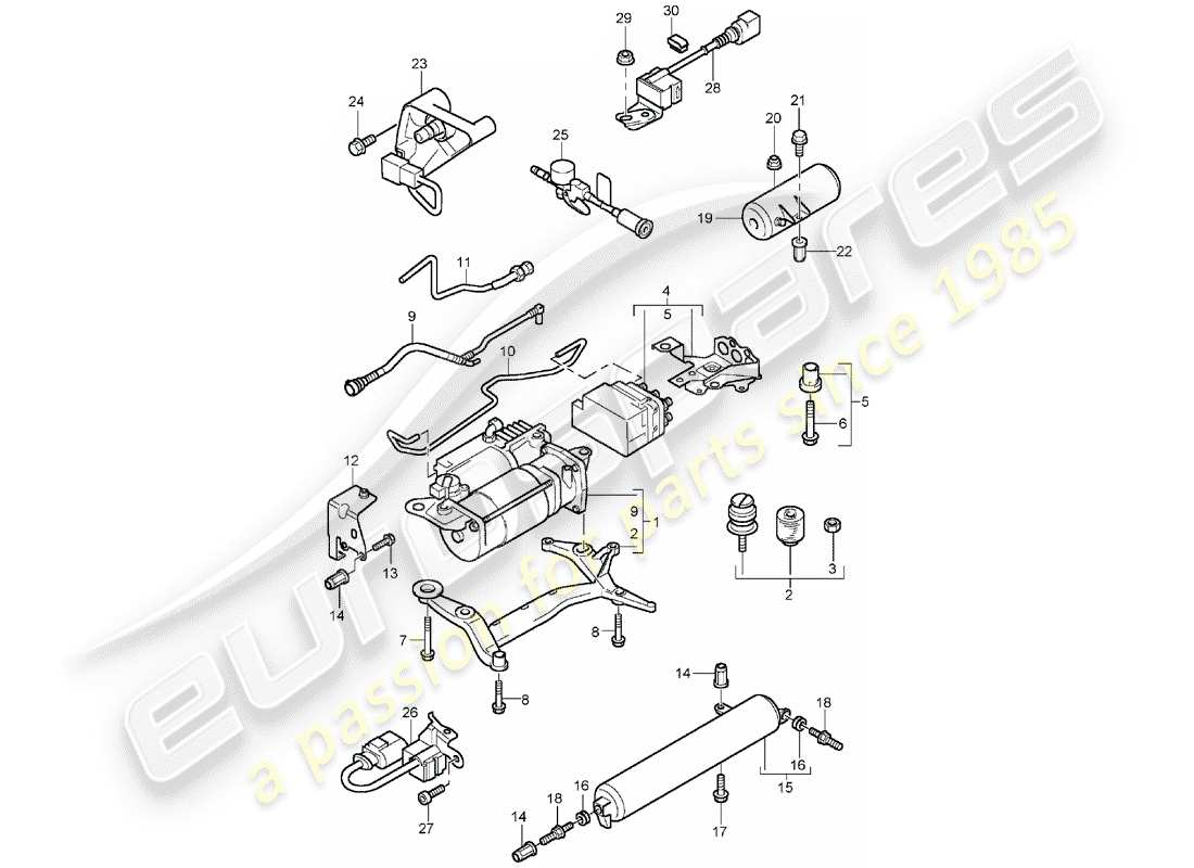 porsche cayenne (2003) self levelling system part diagram