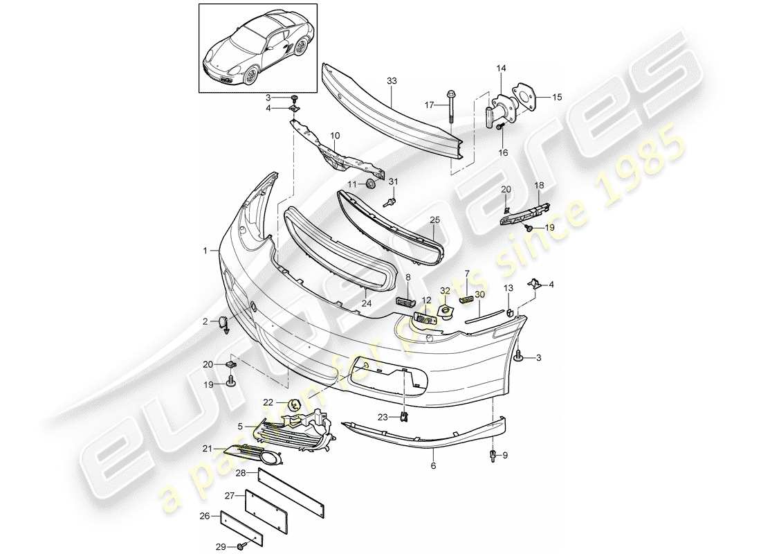 porsche cayman 987 (2011) bumper part diagram