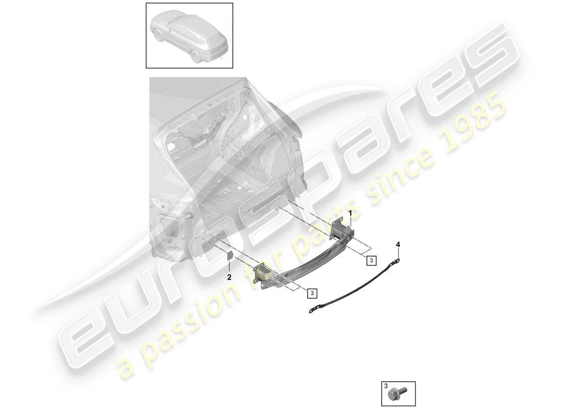 porsche cayenne e3 (2018) bumper bracket part diagram