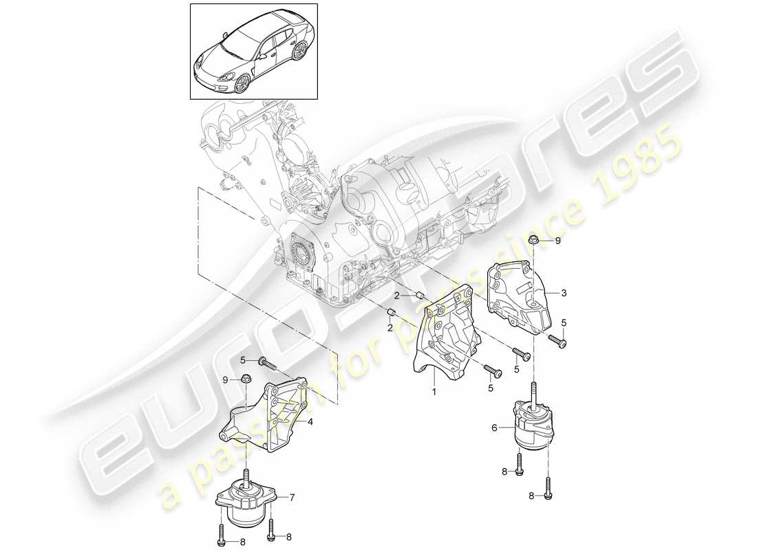 porsche panamera 970 (2010) engine suspension part diagram