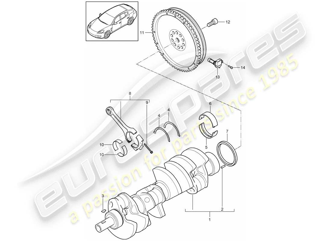 porsche panamera 970 (2010) crankshaft part diagram