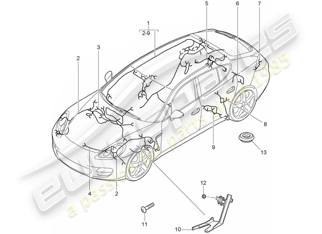 porsche panamera 970 (2010) wiring harnesses part diagram