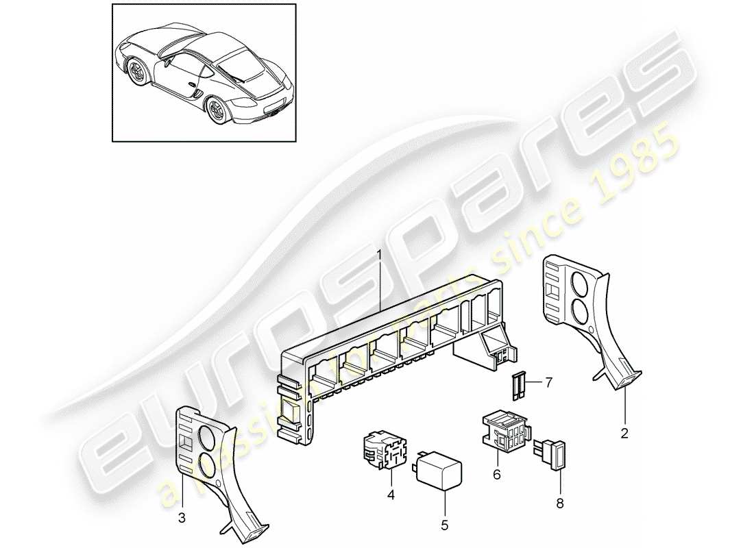 porsche cayman 987 (2012) fuse box/relay plate part diagram