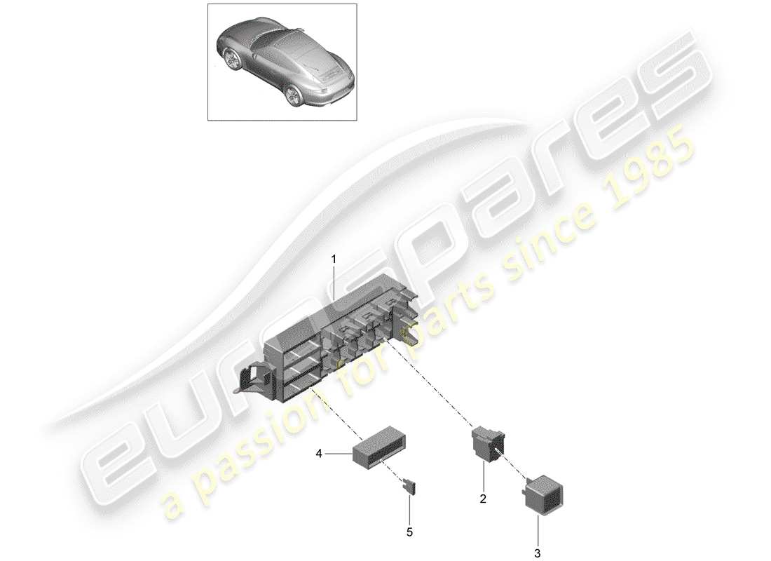 porsche 991 (2016) fuse box/relay plate part diagram