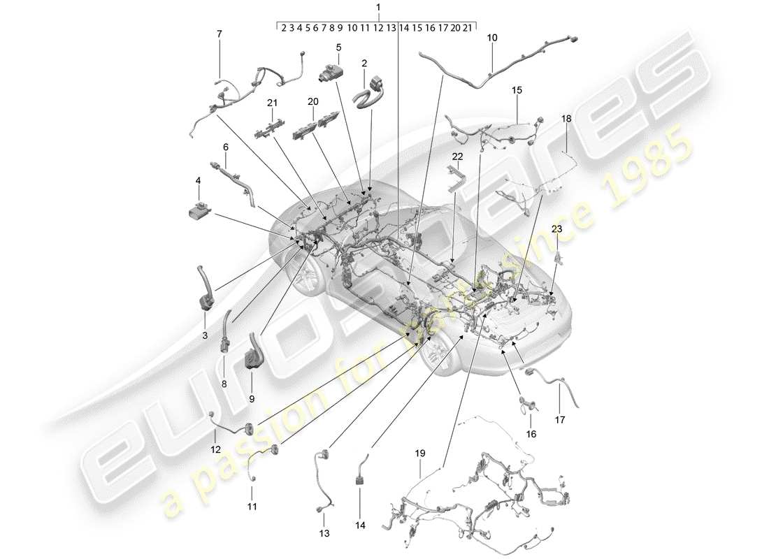 porsche 991 (2016) wiring harnesses part diagram