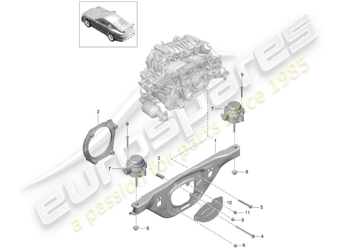 porsche 991r/gt3/rs (2019) engine lifting tackle part diagram