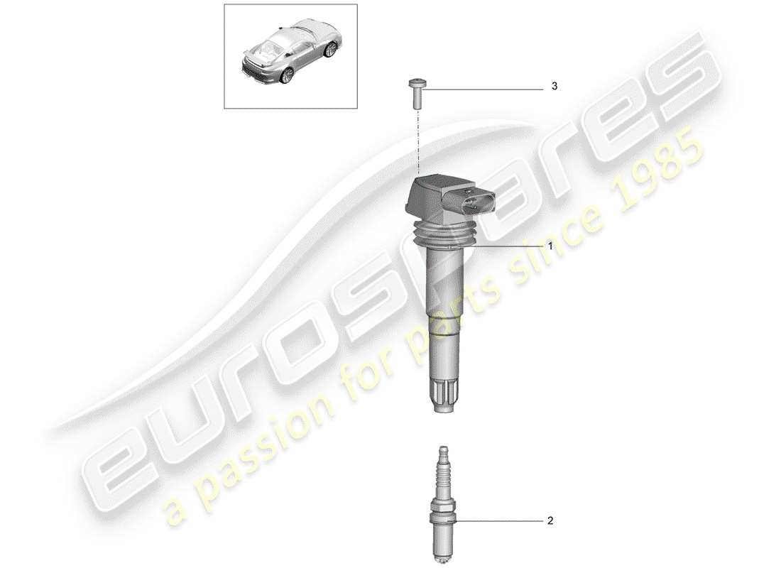 porsche 991r/gt3/rs (2019) ignition system part diagram