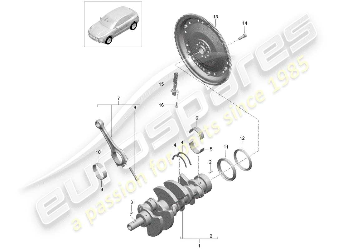 porsche macan (2018) crankshaft part diagram