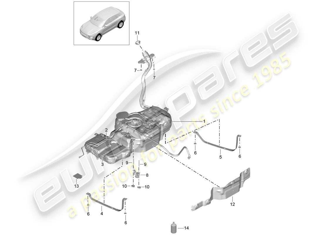 porsche macan (2018) fuel tank part diagram