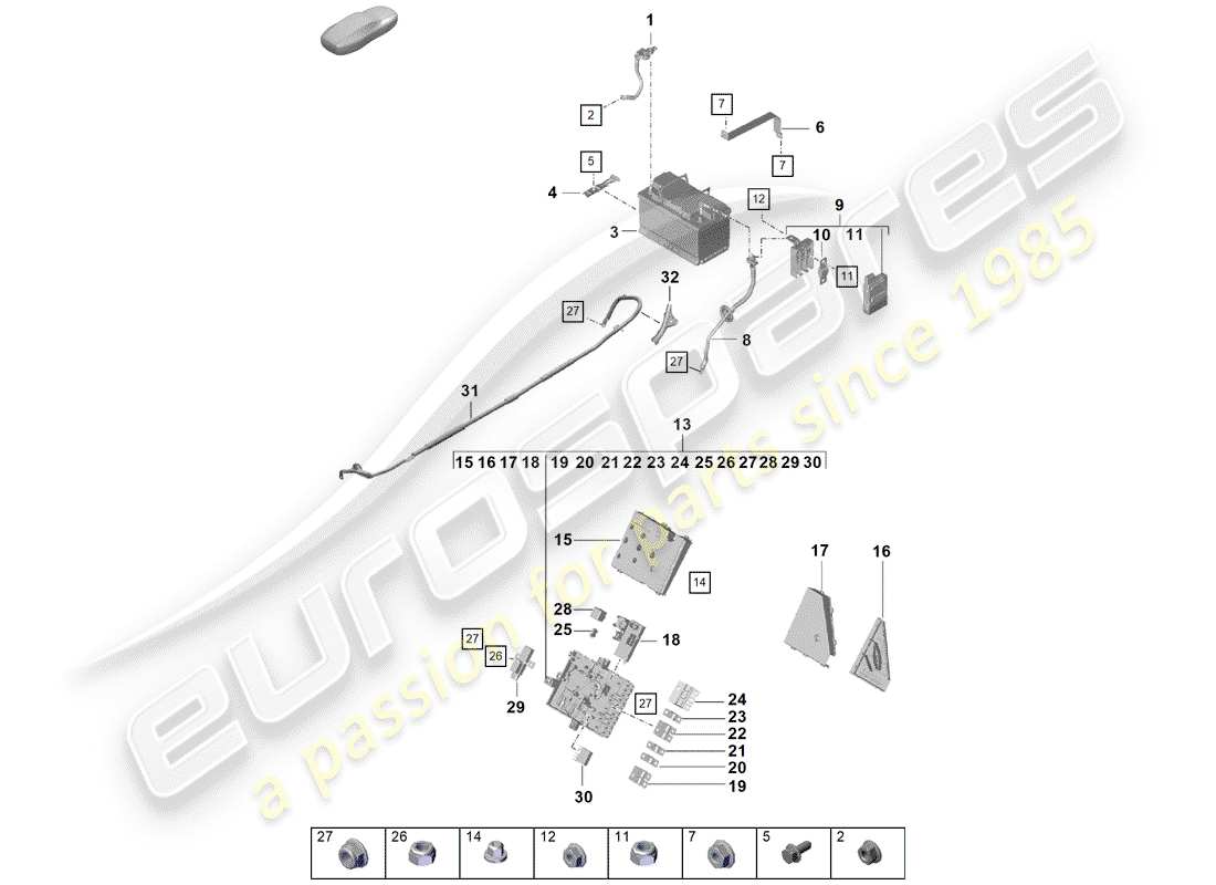 porsche boxster spyder (2020) battery part diagram