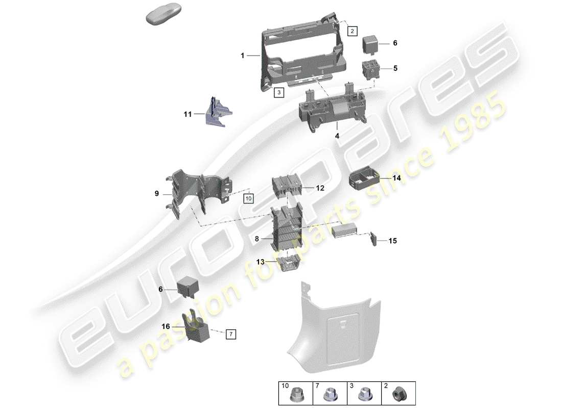 porsche boxster spyder (2020) fuse box/relay plate part diagram