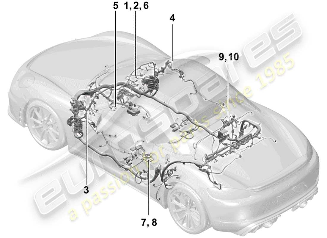 porsche boxster spyder (2020) wiring harnesses part diagram