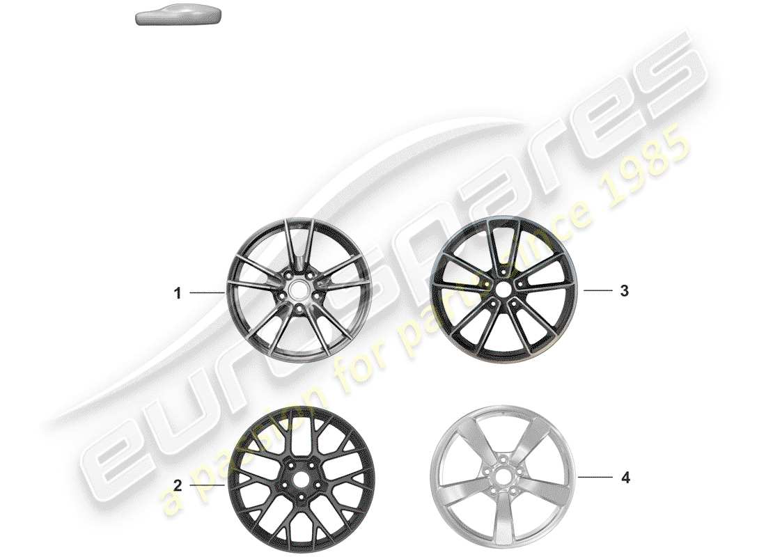 porsche 2020 alloy wheel part diagram