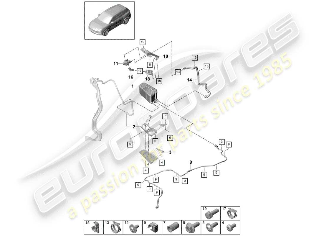 porsche cayenne e3 (2020) evaporative emission canister part diagram