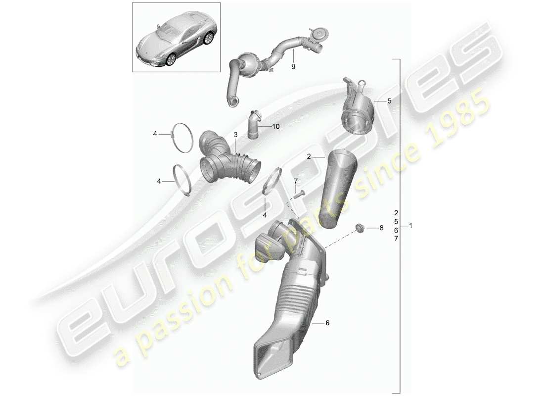 porsche cayman 981 (2015) air cleaner part diagram