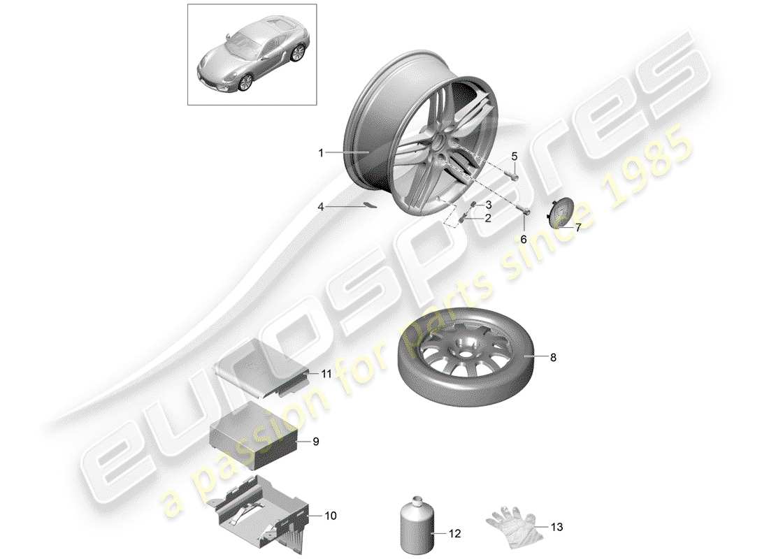 porsche cayman 981 (2015) wheels part diagram