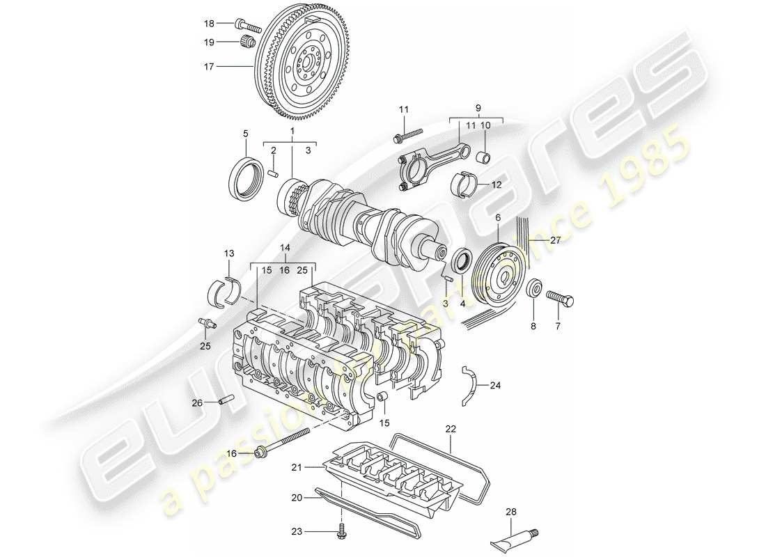 porsche cayman 987 (2008) crankshaft part diagram