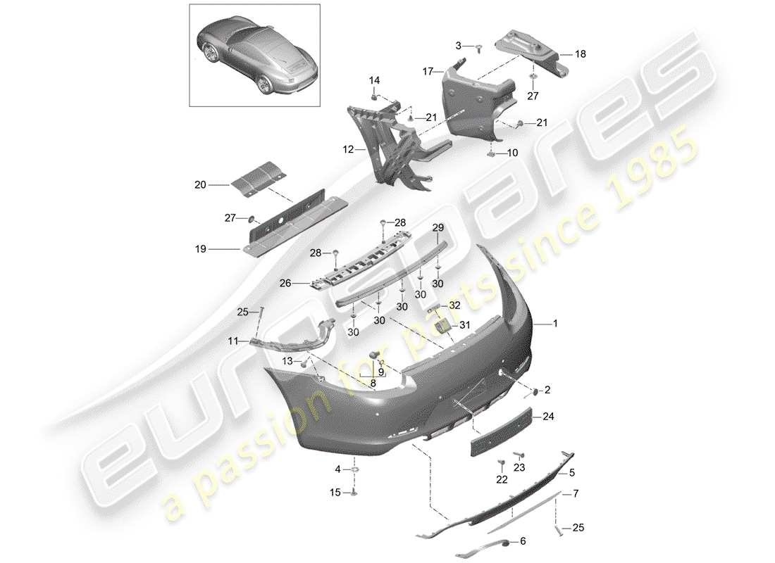 porsche 991 (2013) bumper part diagram