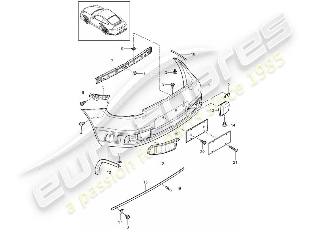 porsche 911 t/gt2rs (2011) lining part diagram