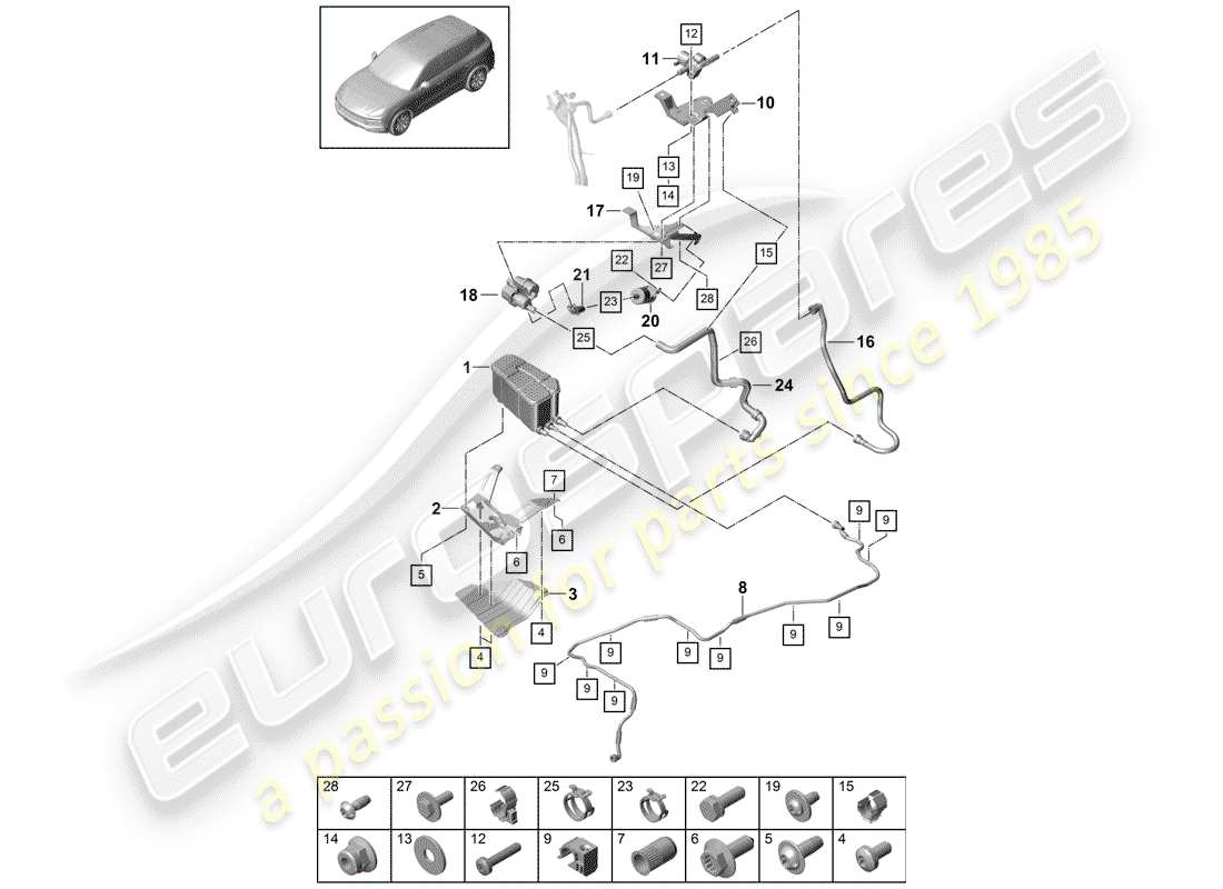 porsche cayenne e3 (2020) evaporative emission canister part diagram