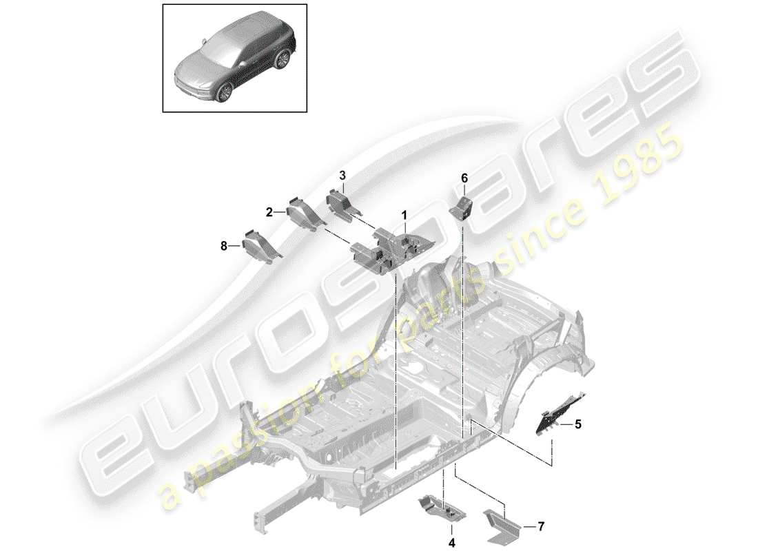 porsche cayenne e3 (2020) floor plates part diagram