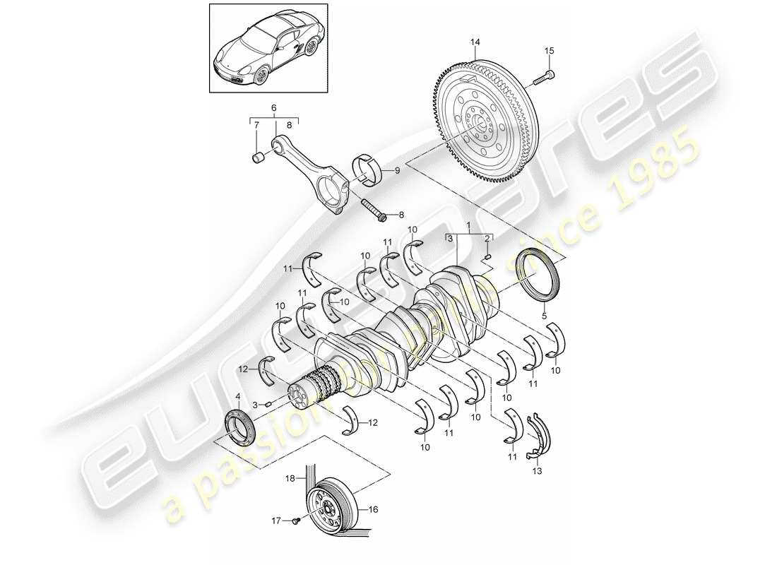 porsche cayman 987 (2010) crankshaft part diagram