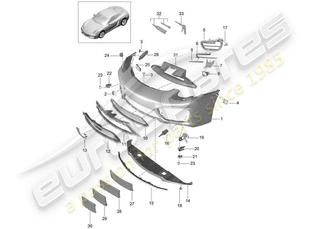 porsche cayman 981 (2014) bumper part diagram