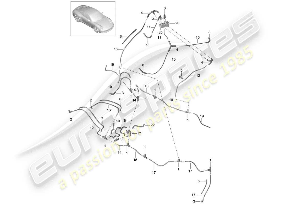 porsche 991 (2013) vacuum system part diagram