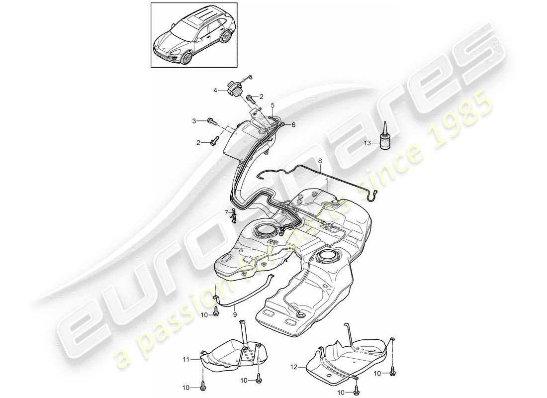 porsche cayenne e2 (2017) fuel tank part diagram