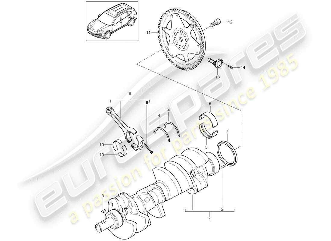 porsche cayenne e2 (2017) crankshaft part diagram