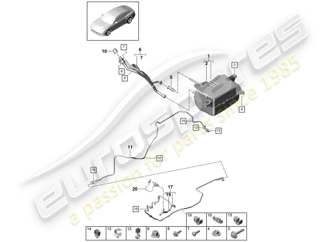 porsche panamera 971 (2017) ex. emission control system part diagram